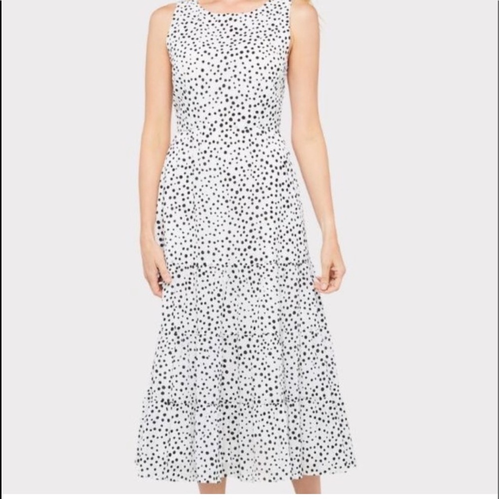 Bb Dakota- NWT Something About Dots Midi Dress Sz S Evereve Revolve lined ruffle